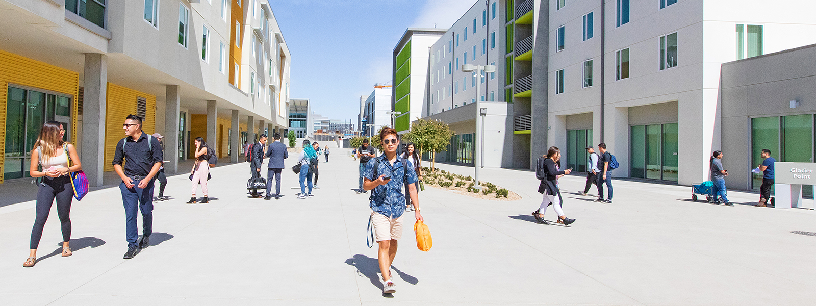 UC Merced students walking through campus