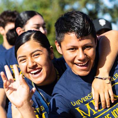 UC Merced - Student Panel - First year students smiling during the Bridge Crossin
