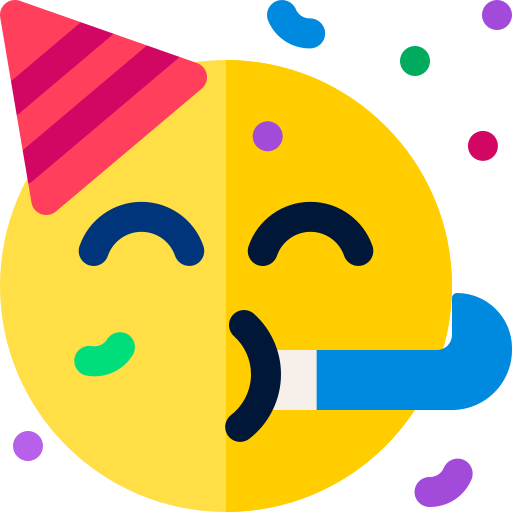 Celebrating emoji with party hat