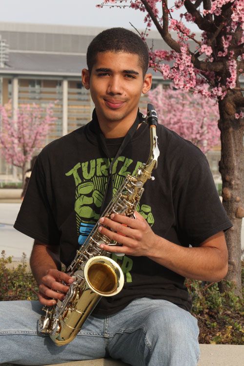 Student playing instrument